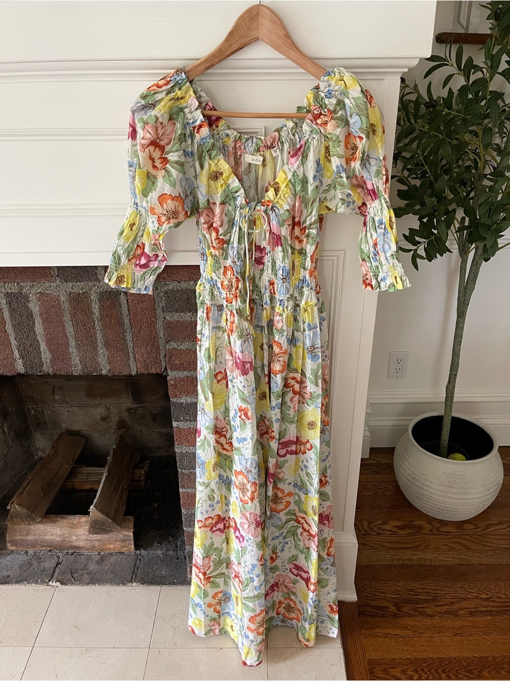 Doen ischia small euc Floral Puff-Sleeve Maxi Dress